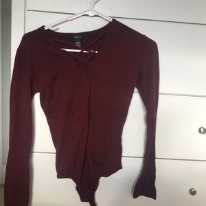 Maroon body suit
